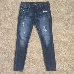 Express Women's Mid Rise Legging Distressed Blue Jeans